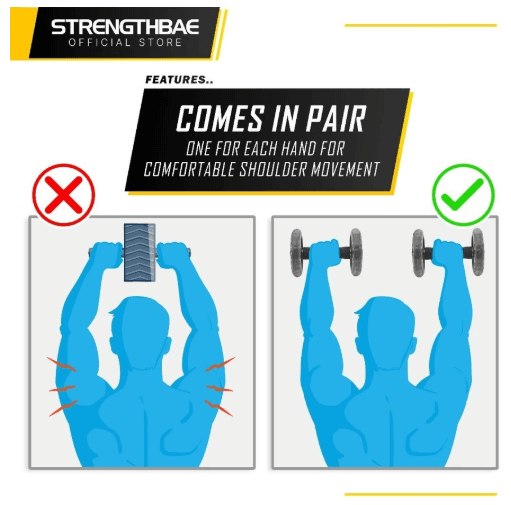 Ab Roller Strengthbae | Sepasang Roda Latihan Core Unilateral