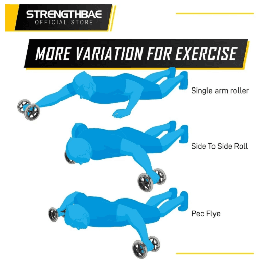 Ab Roller Strengthbae | Sepasang Roda Latihan Core Unilateral