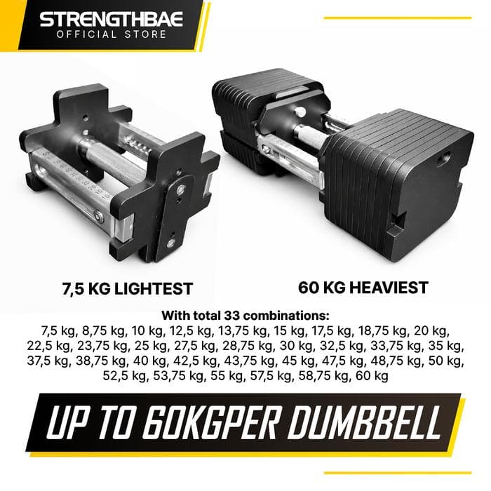 Adjustable Dumbbell 60 kg Strengthbae | Droppable Adjustable Dumbel 560kg