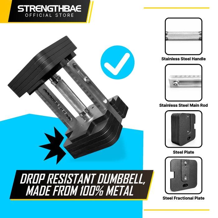 Adjustable Dumbbell 60 kg Strengthbae | Droppable Adjustable Dumbel 560kg
