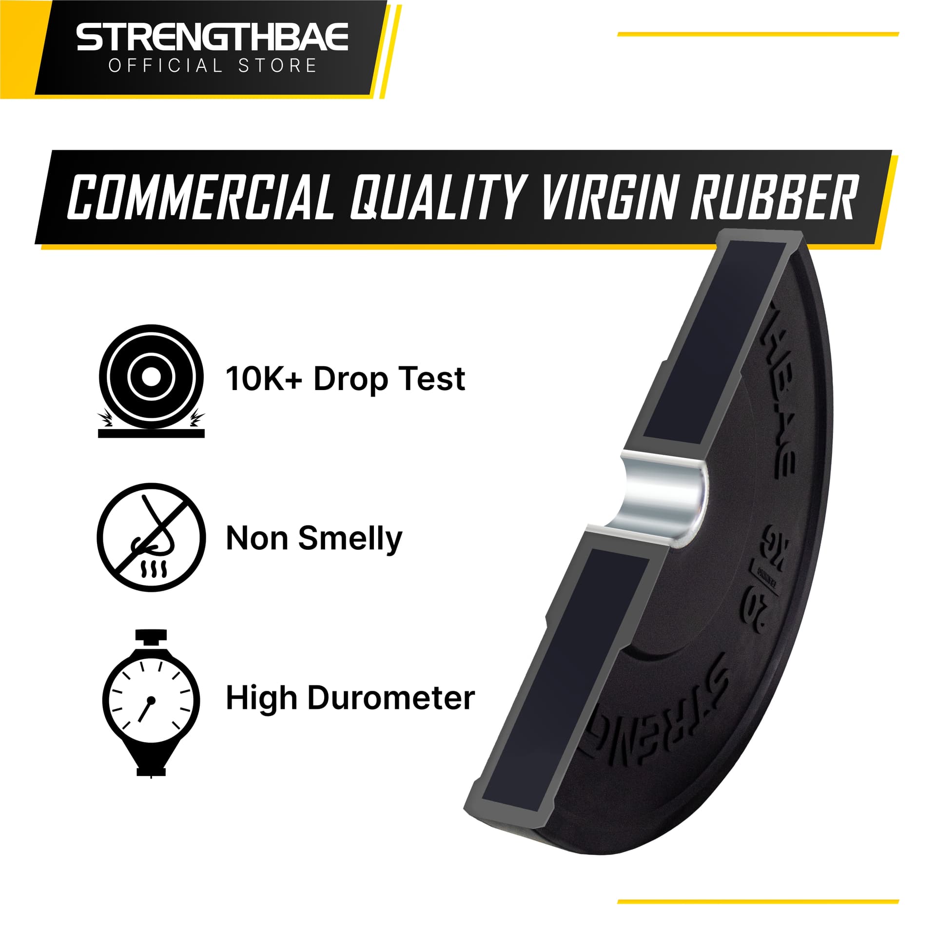 Black Bumper Plate Strengthbae 5–25 kg | Plat Beban Barbell