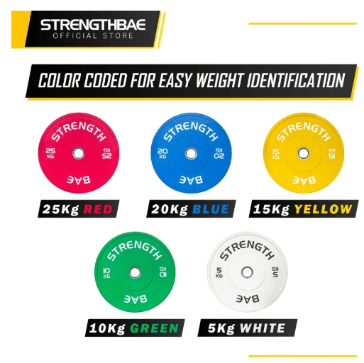 Color Bumper Plate Strengthbae 5–25 kg – Piringan Barbell Color Coded