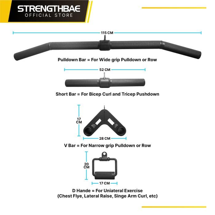 Fat Grip Cable Attachment | Thick Handle Pulldown Bar, Curl Bar, V Row Bar & D-Handle