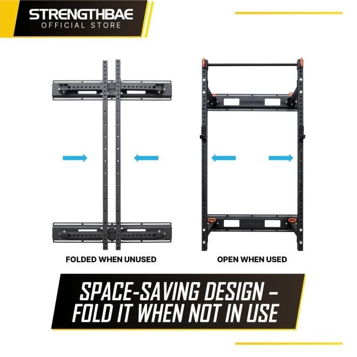 Folding Squat Rack Strengthbae | Wall Mounted Foldable Power Rack untuk Home Gym