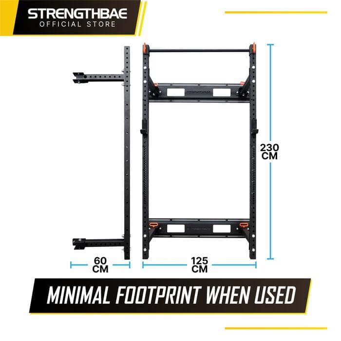 Folding Squat Rack Strengthbae | Wall Mounted Foldable Power Rack untuk Home Gym