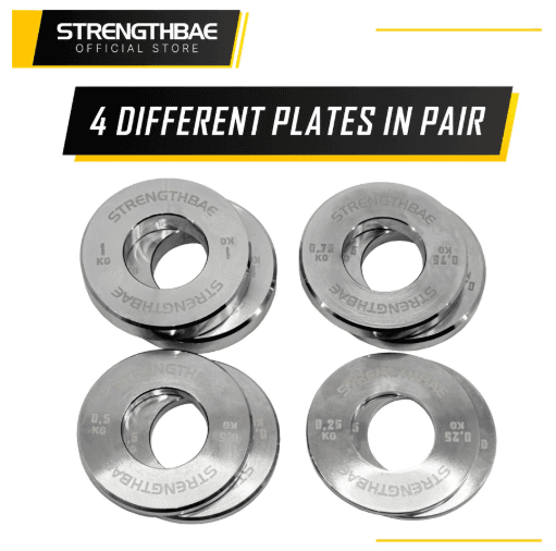 Fractional Plate Silver Strengthbae – Micro Plate Barbell Set 0,25–1 kg