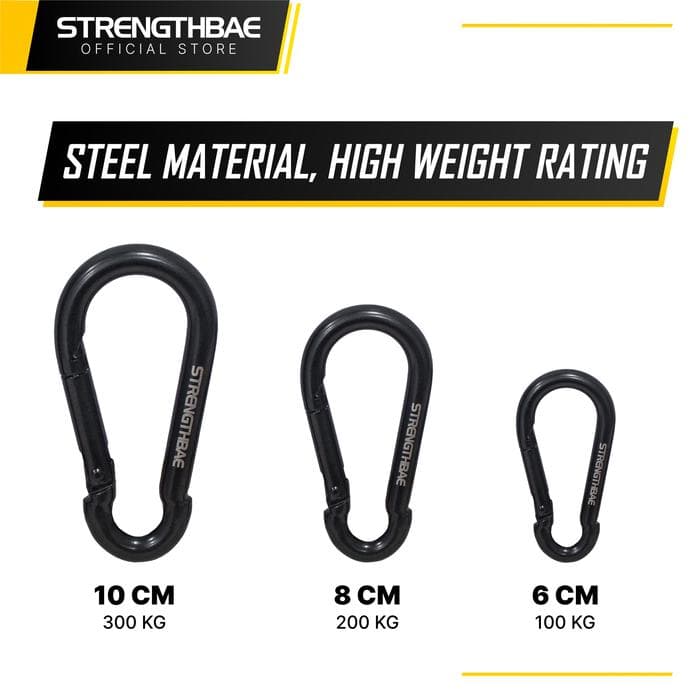Gym Carabiner Strengthbae | Pengait Cable Attachment 6 cm, 8 cm & 10 cm