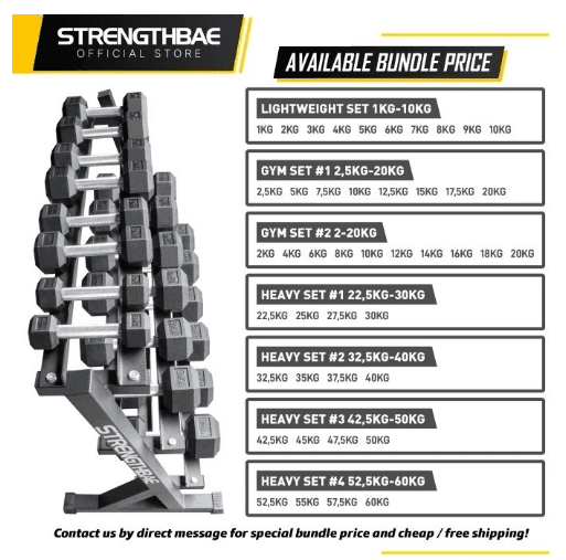 Hex Dumbbell Strengthbae | Dumbbell Karet 1–60 kg