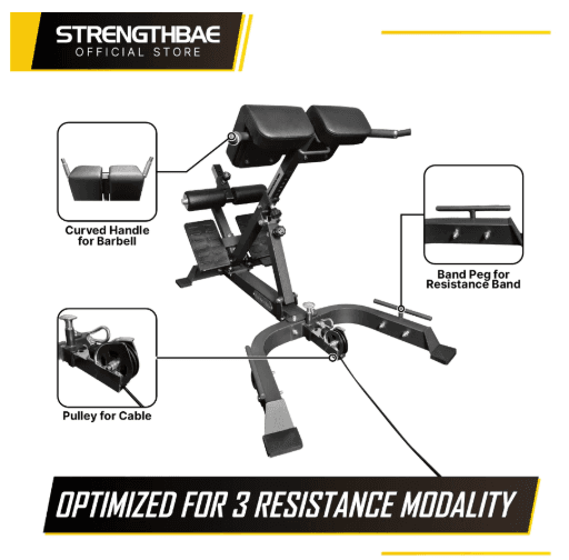 Hyperextension Strengthbae – Adjustable Back Extension Bench untuk Glutes, Hamstring, dan Lower Back