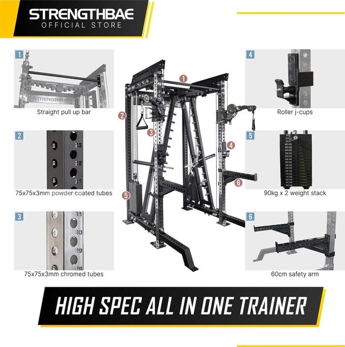 Infinity All-in-One Trainer Strengthbae | Smith Machine Power Rack Cable Machine Home Gym 1 Sisi