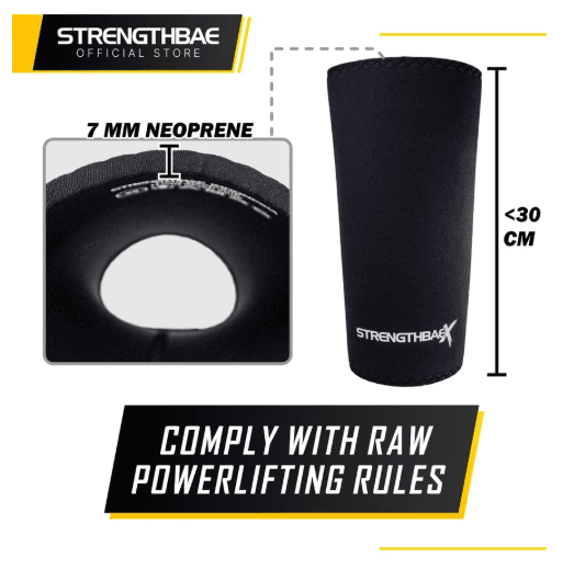 Knee Sleeves 7mm Stiff Strengthbae – X-Series untuk Squat dan Powerlifting