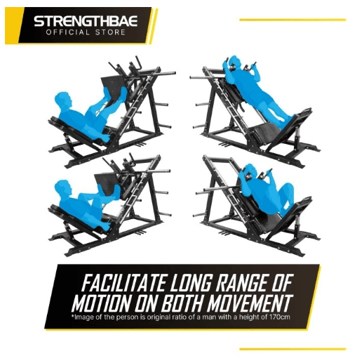 Leg Press Hack Squat Combo Strengthbae | Mesin Latihan Kaki 2-in-1 Plate Loaded