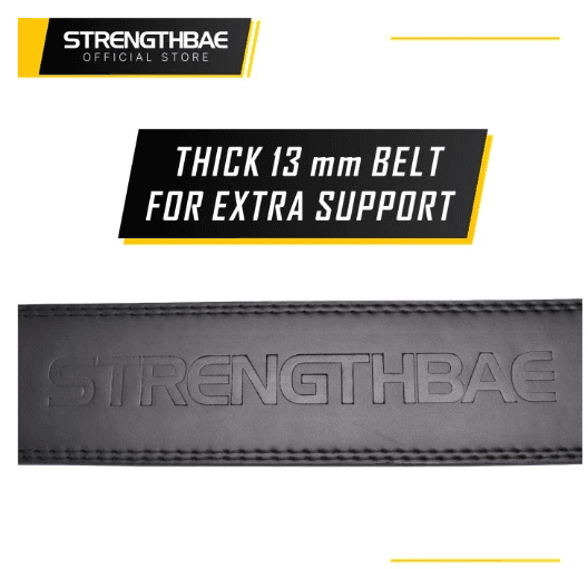 Lever Belt 13mm Strengthbae – Sabuk Powerlifting Cowhide dengan Quick Release Buckle