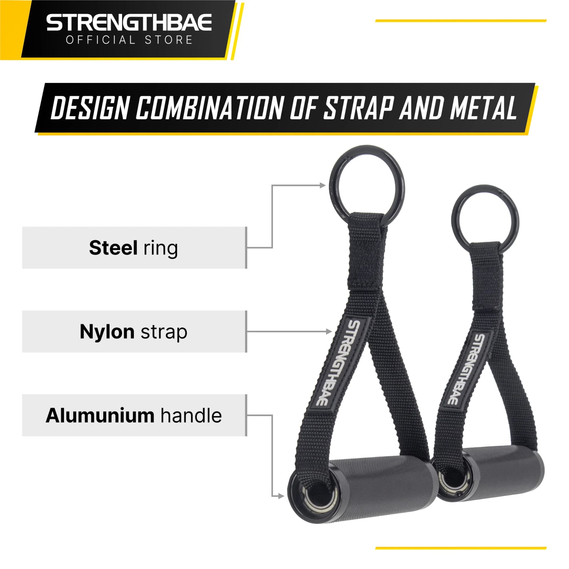 D-Handle Metal Bearing Strengthbae – Aluminium Cable Machine Attachment