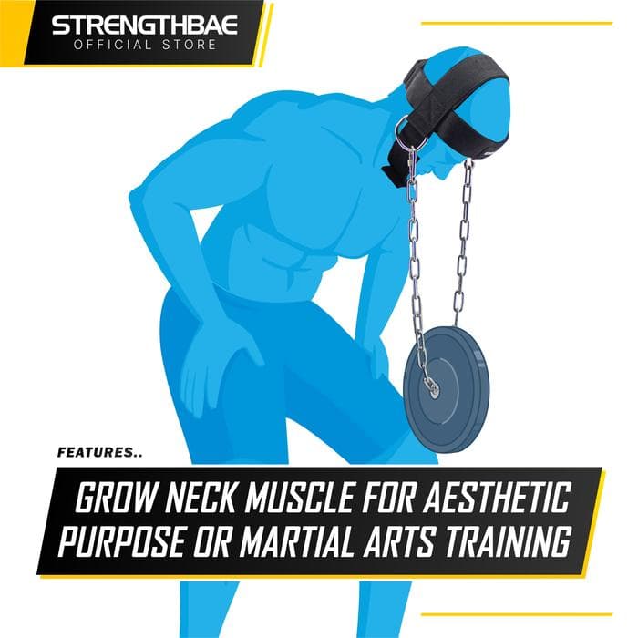 Neck Harness Strengthbae | Alat Latihan Otot Leher dengan Rantai dan Cable Machine