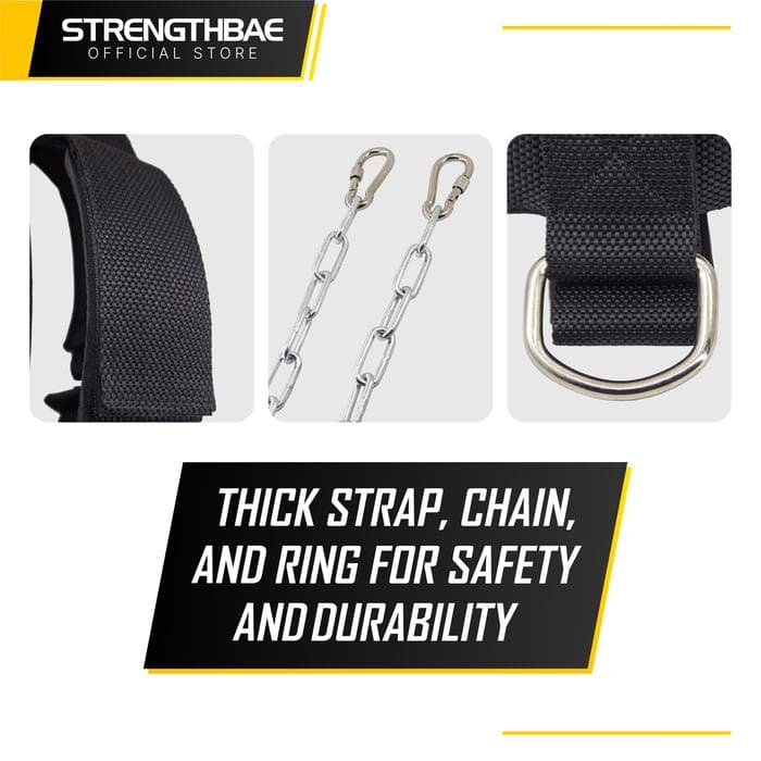 Neck Harness Strengthbae | Alat Latihan Otot Leher dengan Rantai dan Cable Machine
