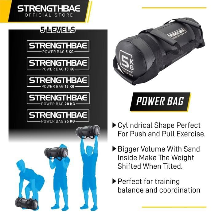 Power Bag Strengthbae – Functional Training Bag 5–25 kg dengan 5 Handle