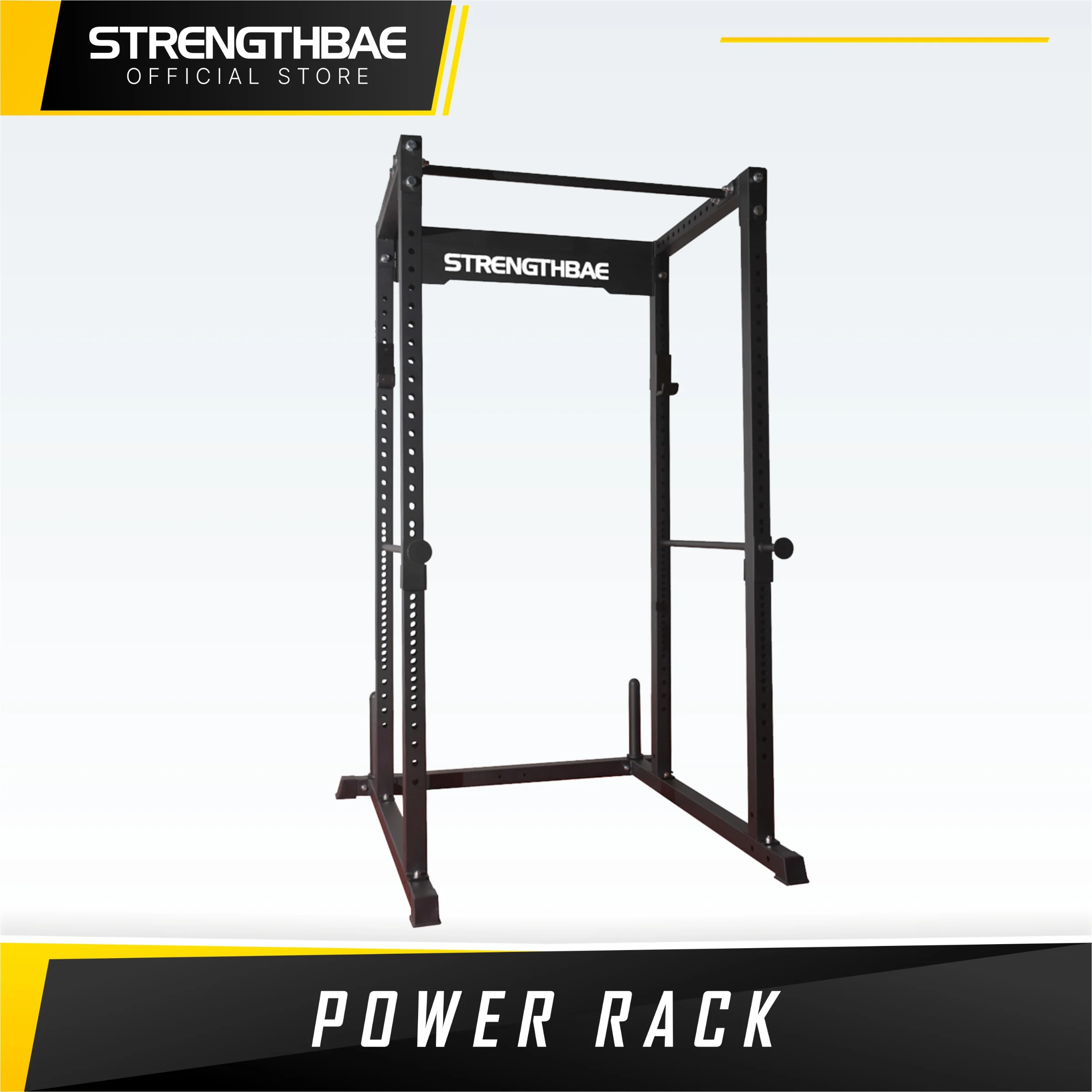 Power Rack Strengthbae – Squat Cage dengan J-Hook Berlapis Rubber