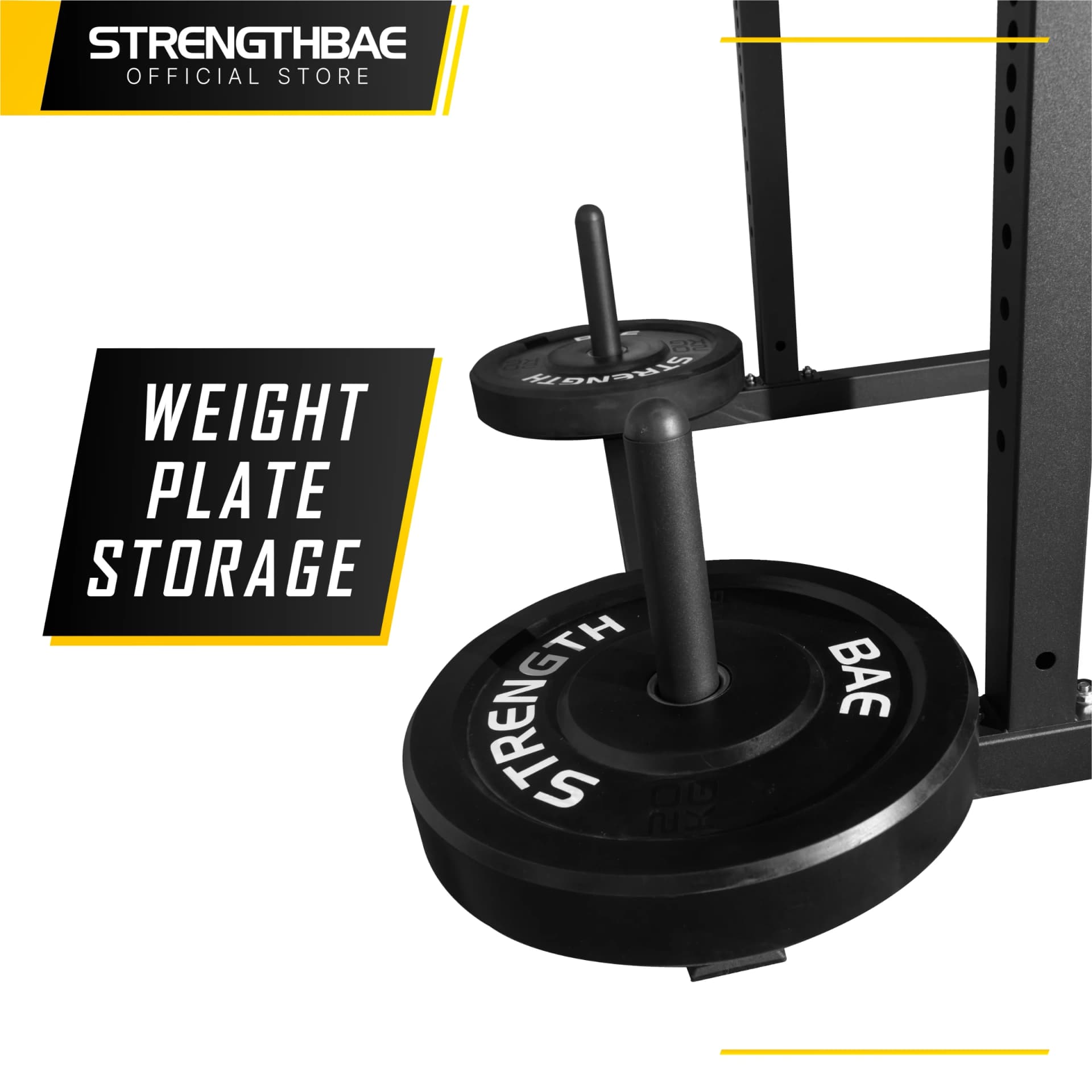 Power Rack Strengthbae – Squat Cage dengan J-Hook Berlapis Rubber