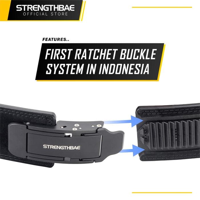 Ratchet Lifting Belt Strengthbae | Sabuk Angkat Beban Micro-Adjustable 10mm dan 13mm