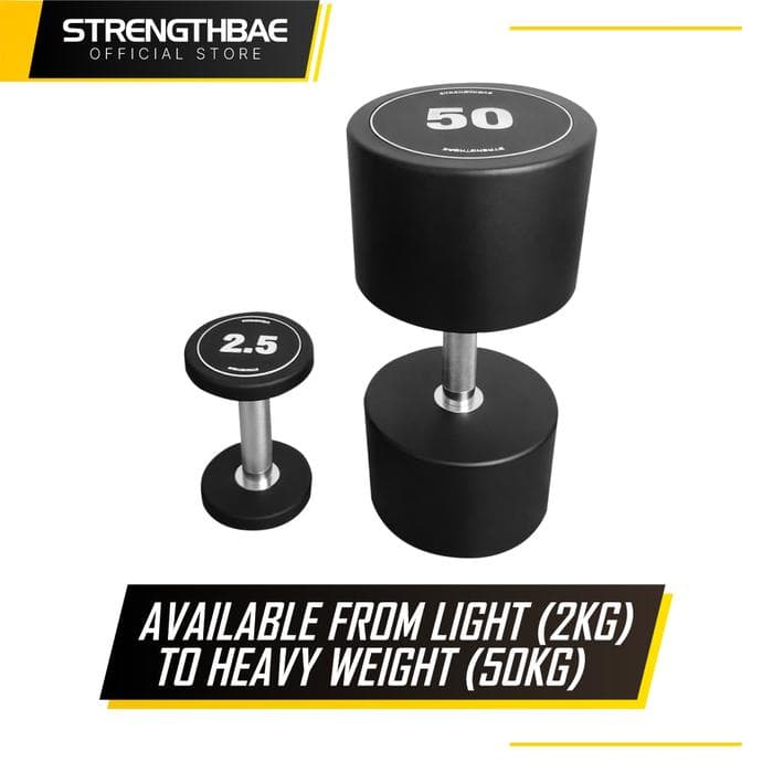 Round Dumbbell Strengthbae – Dumbbell Urethane CPU 2–50 kg untuk Commercial Gym