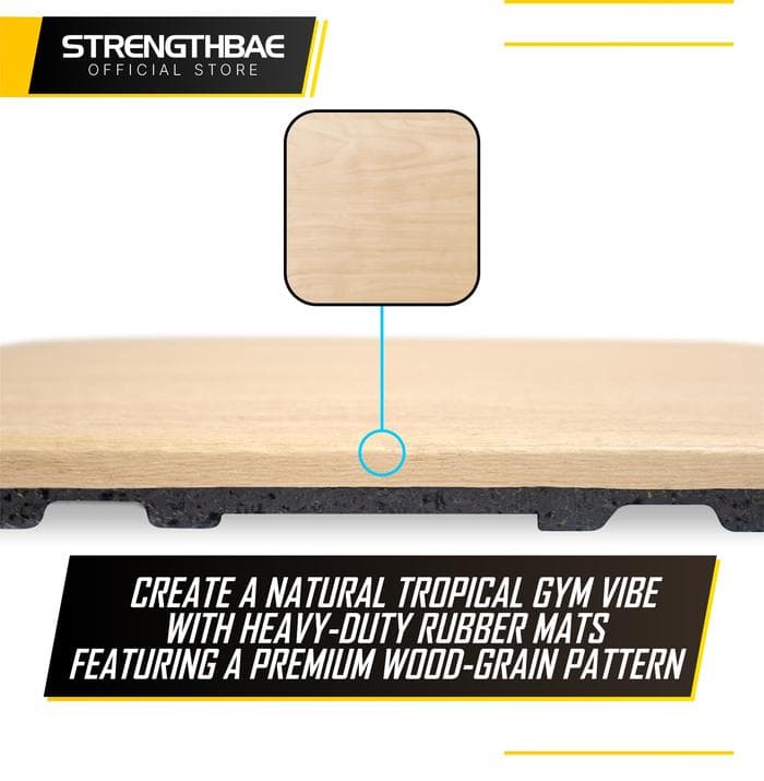 Rubber Mat Gym Flooring Wood Texture Strengthbae – Lantai Gym Motif Kayu