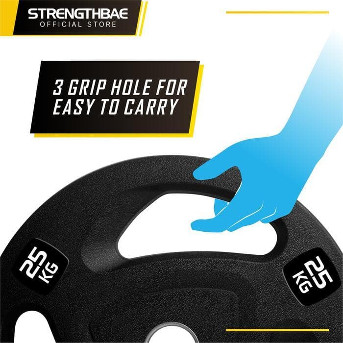 Rubber Weight Plate Strengthbae | Plate Barbell Lubang 3 cm dan 5 cm