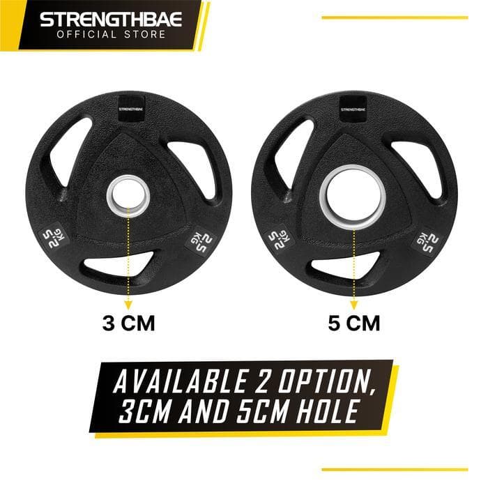 Rubber Weight Plate Strengthbae | Plate Barbell Lubang 3 cm dan 5 cm