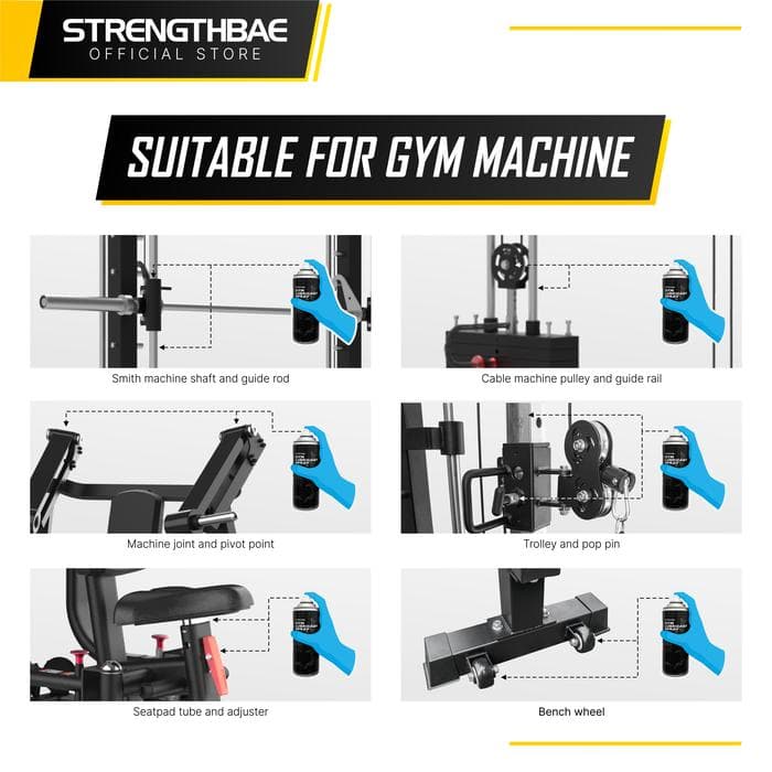 Silicone Spray Gym Strengthbae – Pelumas Alat Fitness untuk Cable dan Smith Machine