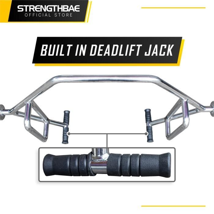 Stone Bar Strengthbae – Open Trap Bar Multifungsi dengan Dual Handle dan Deadlift Jack