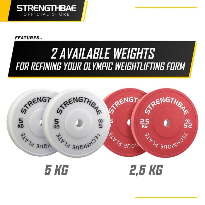Technique Plate Strengthbae – Bumper Plate Ringan 2,5 kg dan 5 kg untuk Latihan Teknik