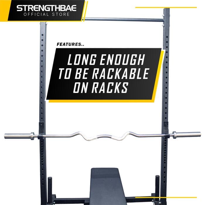 Thunder Bar Strengthbae – Rackable EZ Curl Bar untuk Latihan Biceps dan Triceps