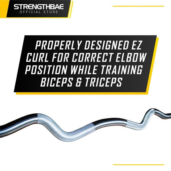Thunder Bar Strengthbae – Rackable EZ Curl Bar untuk Latihan Biceps dan Triceps