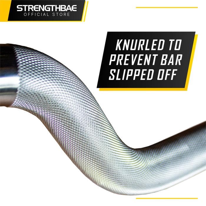 Thunder Bar Strengthbae – Rackable EZ Curl Bar untuk Latihan Biceps dan Triceps
