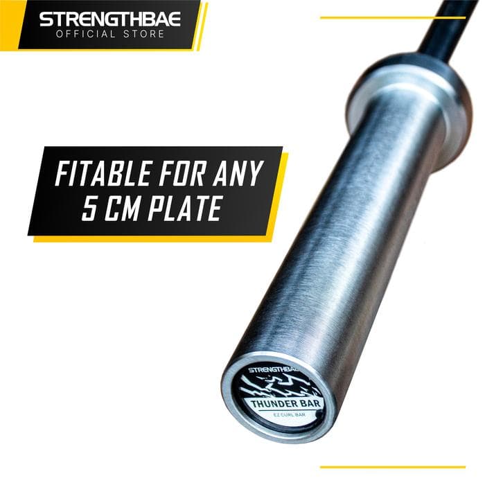 Thunder Bar Strengthbae – Rackable EZ Curl Bar untuk Latihan Biceps dan Triceps