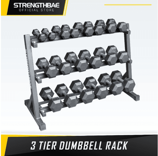 Dumbbell Rack 3 Tier Strengthbae | Rak Dumbbell Kapasitas 400 kg