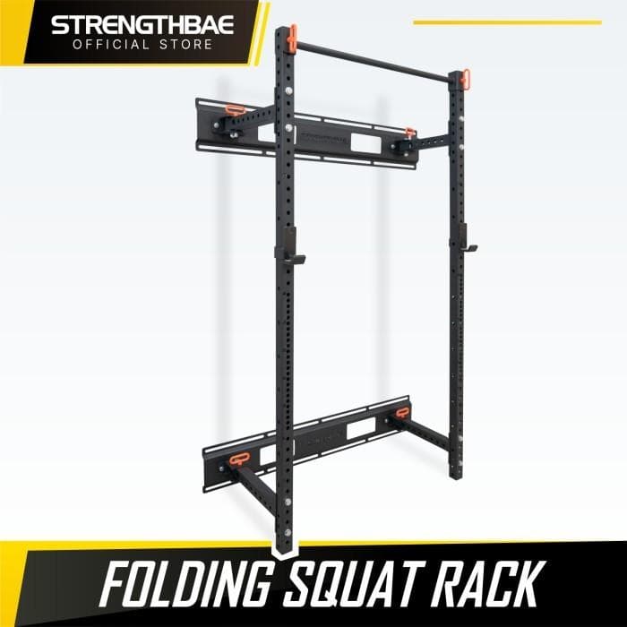 Folding Squat Rack Strengthbae | Wall Mounted Foldable Power Rack untuk Home Gym