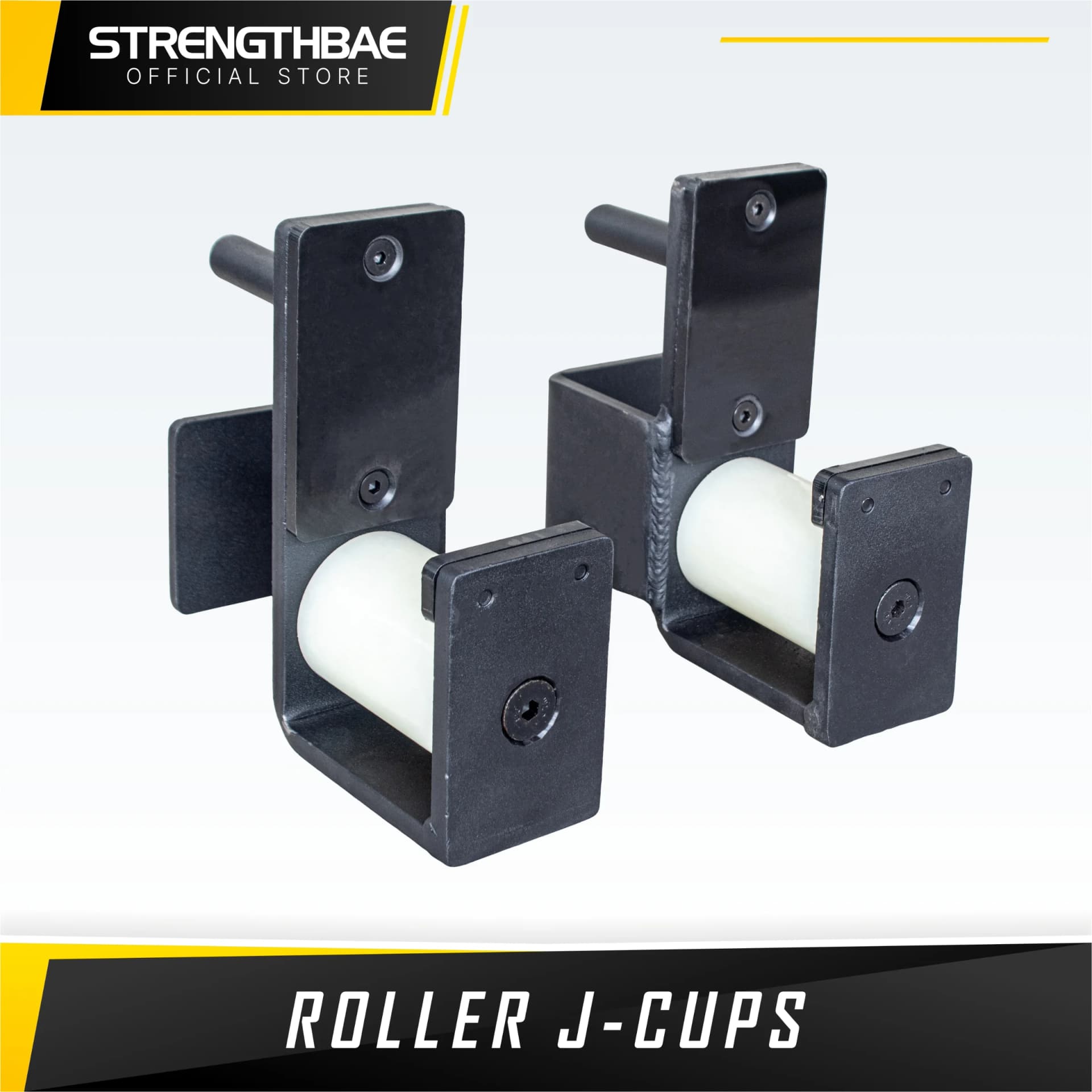 Roller J-Cups Strengthbae – J-Hook Roller untuk Power Rack 60 × 60 dan 75 × 75 mm