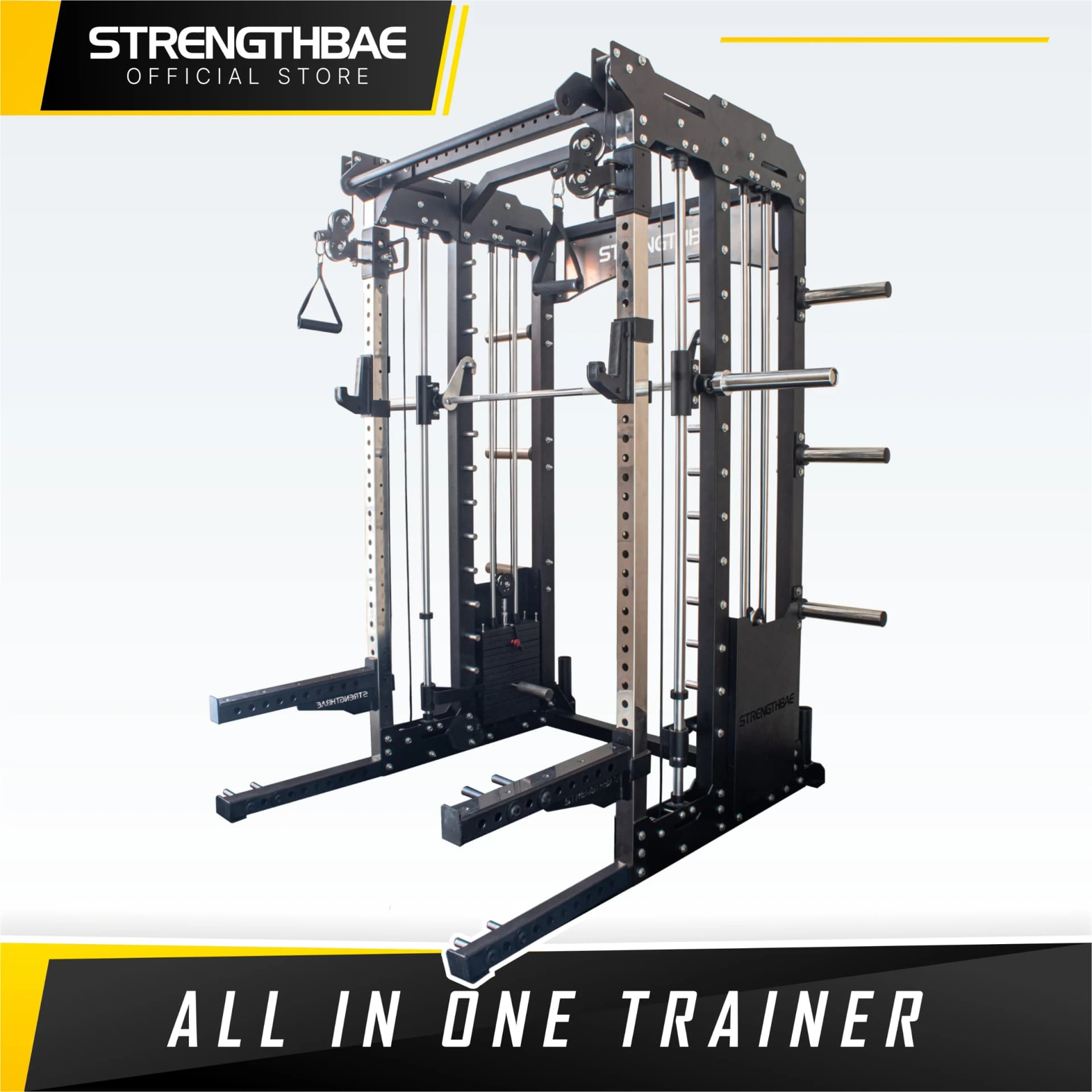Stainless All In One Trainer Strengthbae | Power Rack, Smith Machine & Cable Machine
