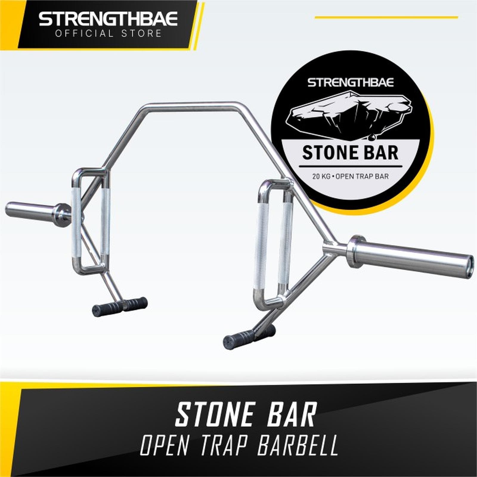 Stone Bar Strengthbae – Open Trap Bar Multifungsi dengan Dual Handle dan Deadlift Jack