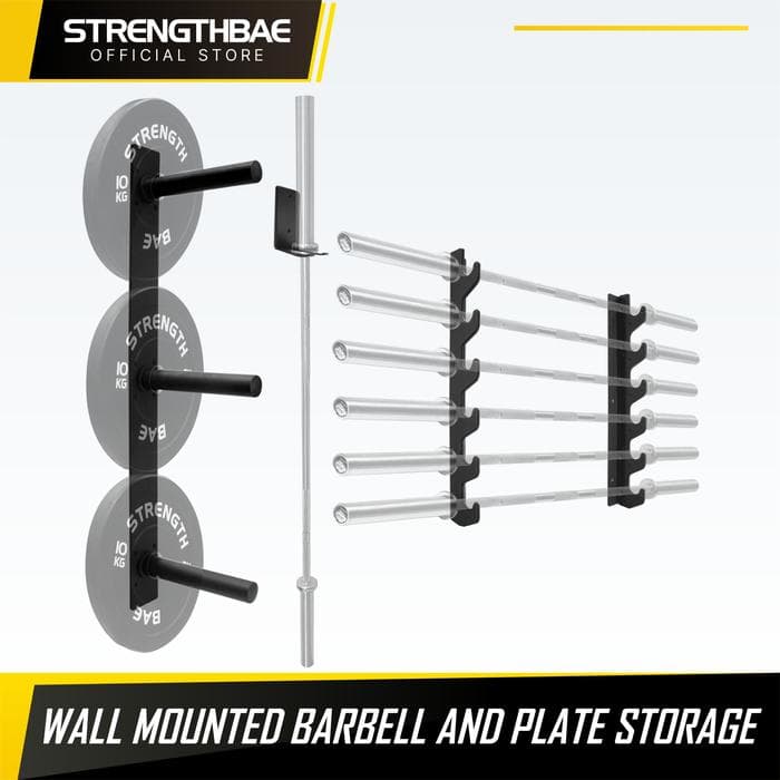 Wall Mount Storage Strengthbae – Rak Plate dan Barbell Dinding